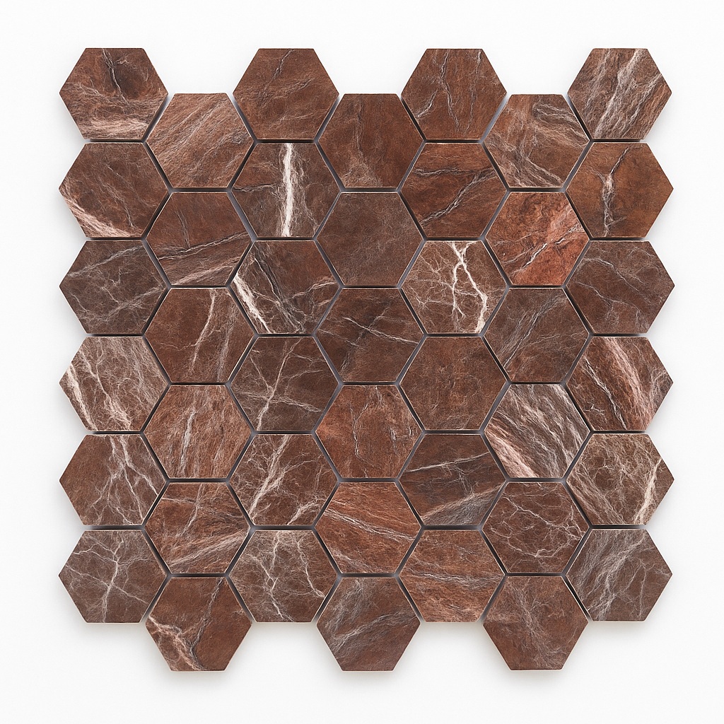 Boston Brown Hexagon 48Mm Mosaic 300X300
