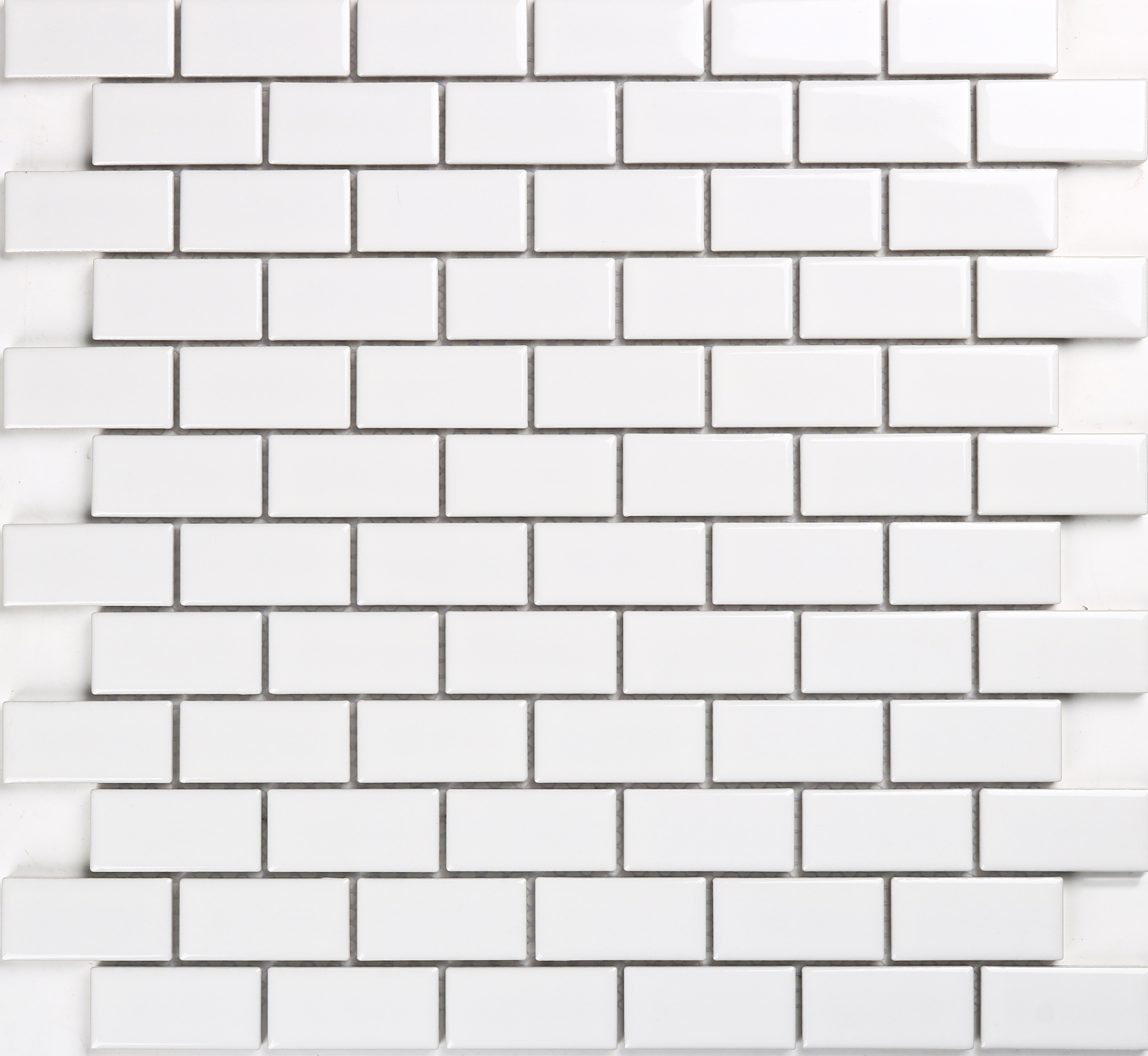 Brick Bond White Gloss Mosaic 300X300
