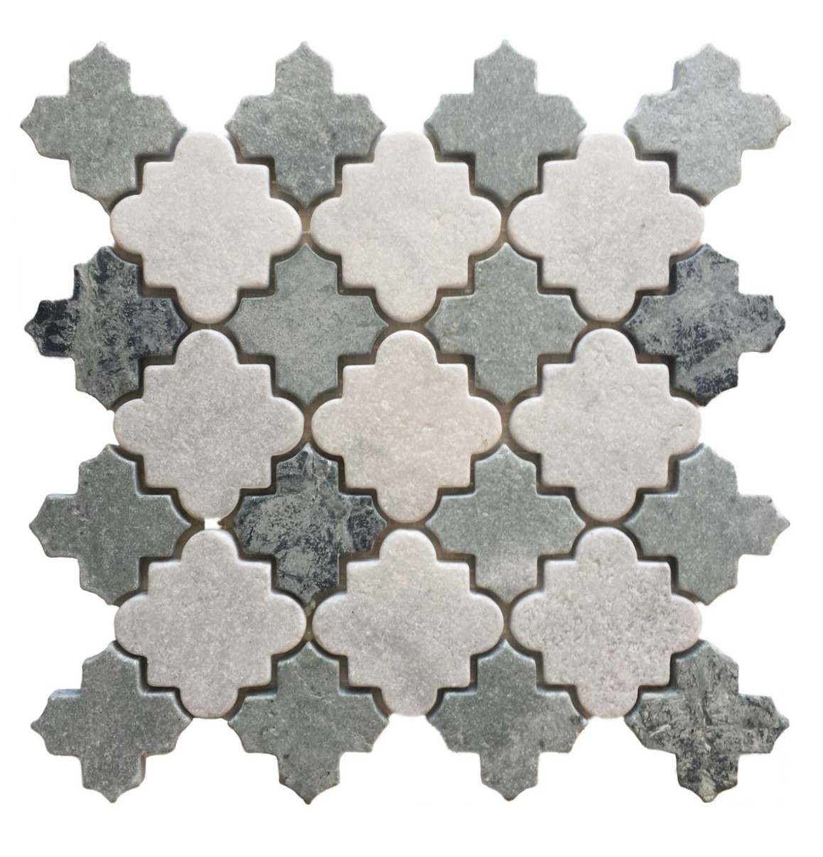 Cairo Carrara/Peacock Green Tumbled Mosaic 310X310
