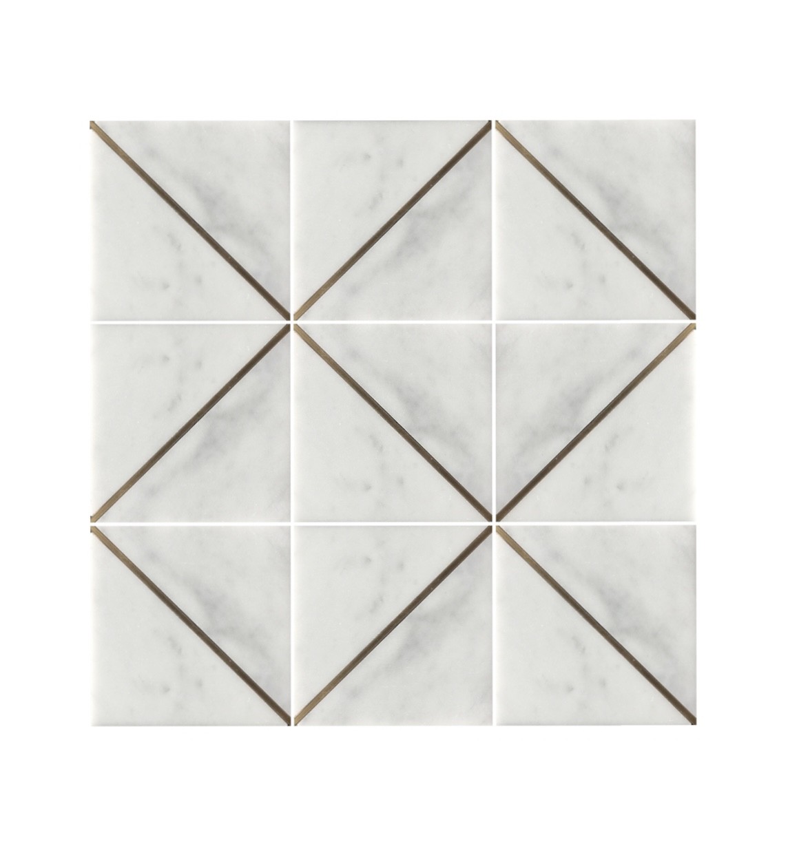 Carrara Brass Single Line Square Tile 130X130 Each