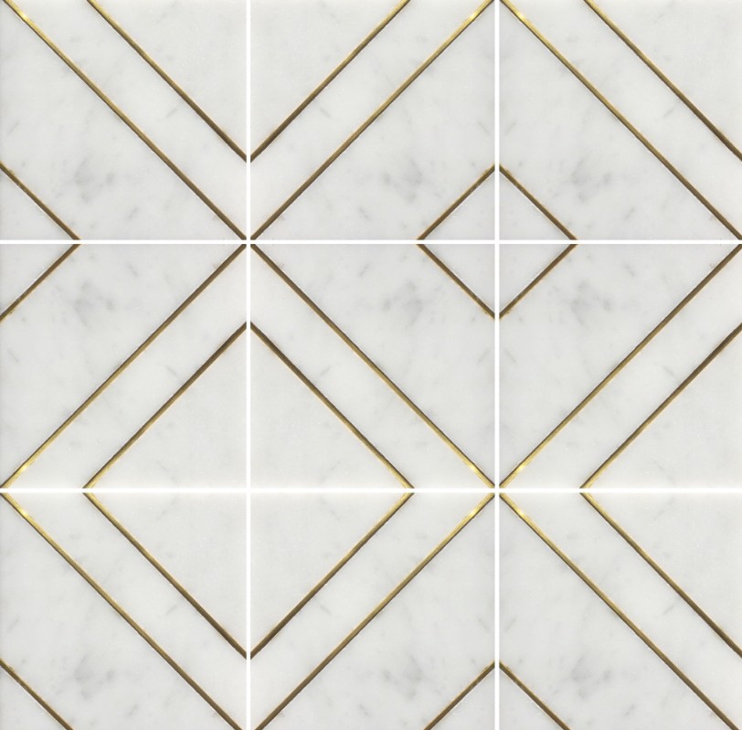 Carrara Brass Triple Line Square Tile 130X130 Each