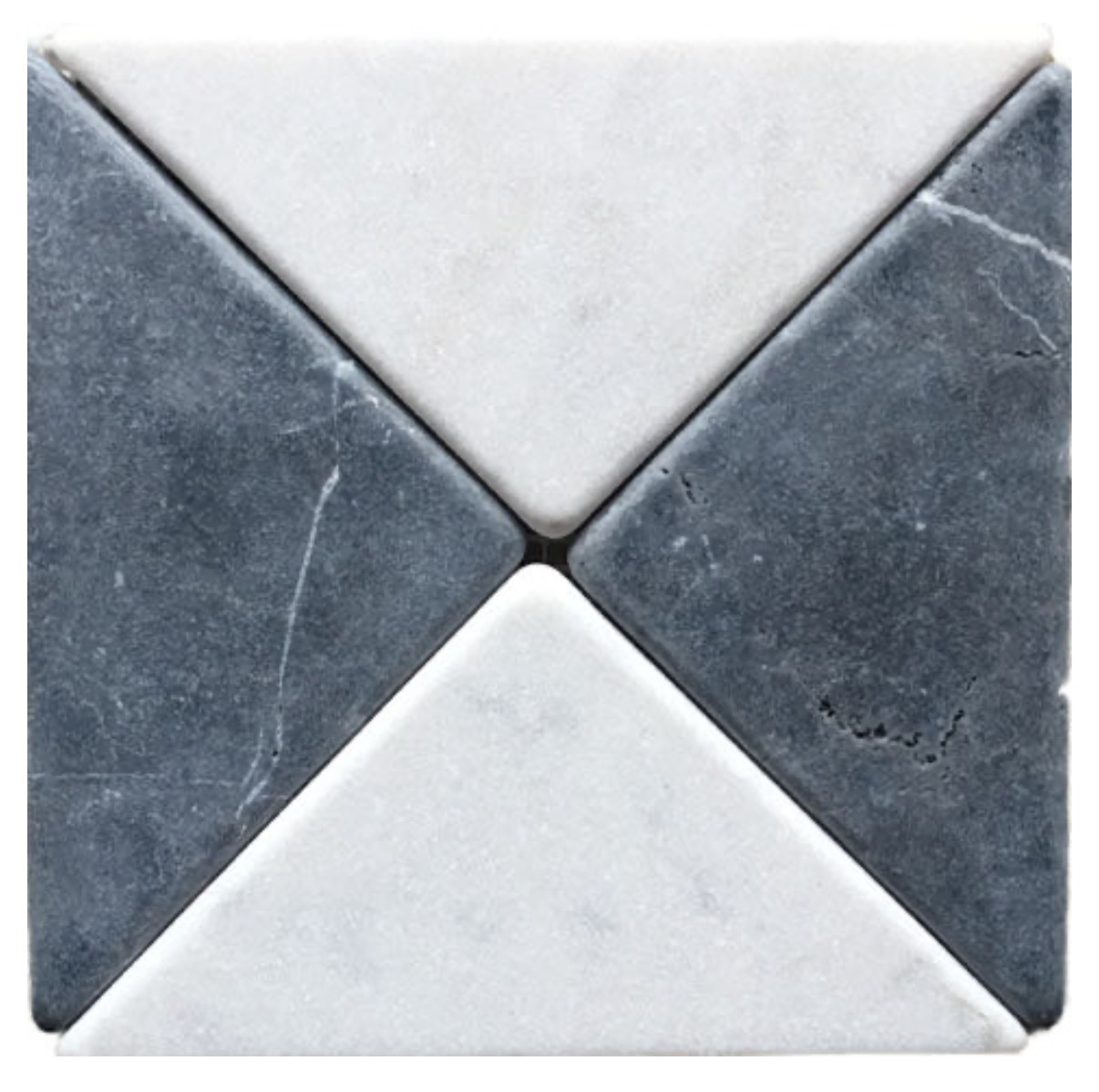 Checker Triangles Nero & Carrara Tumbled Mosaic 145X145