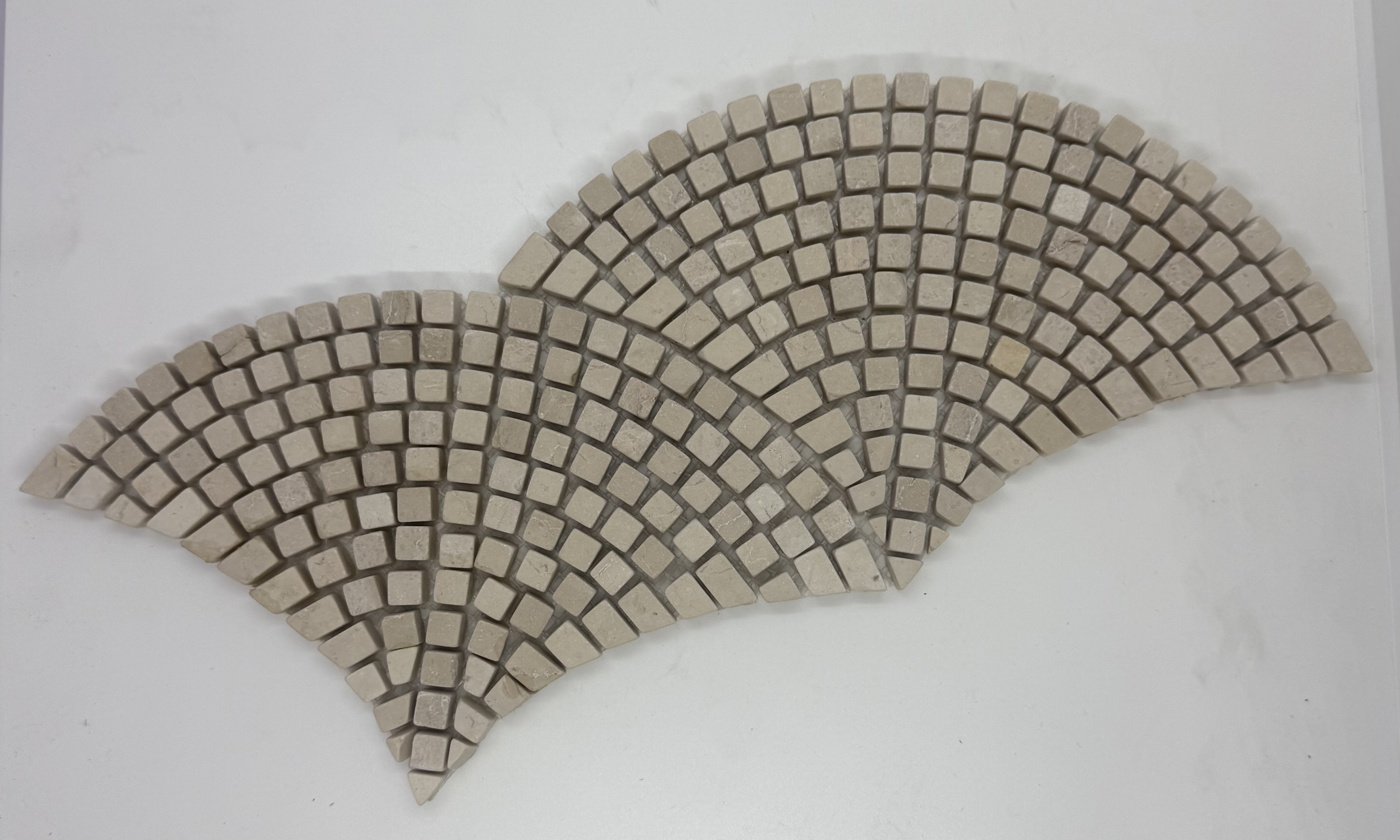 Crema Marfil Tumbled Mini Fan Mosaic 365X145