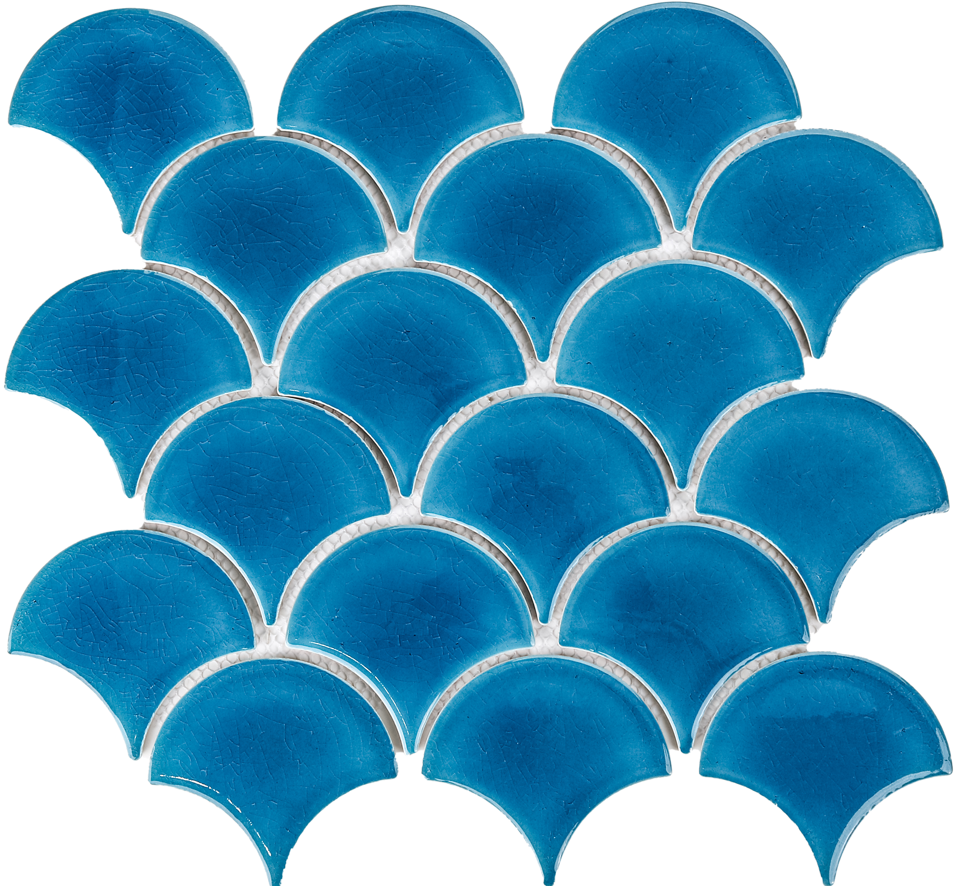 Fishscale Fan Blue Crackle Mosaic 293X274
