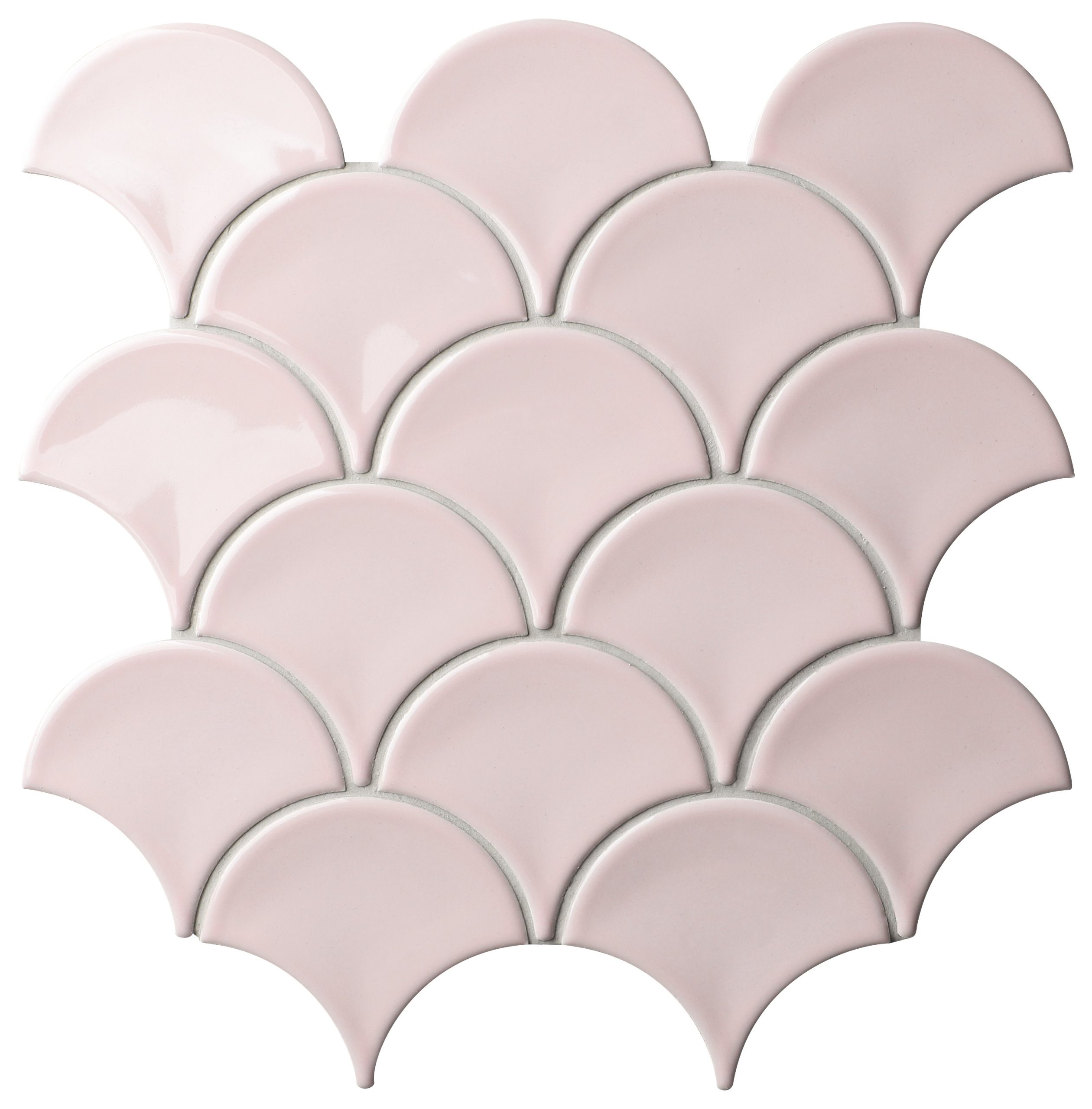 Fishscale Fan Pink Gloss Mosaic 259X273