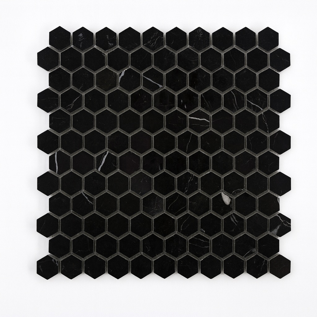 Nero Marquina Small Hexagon 23Mm Mosaic 300X300