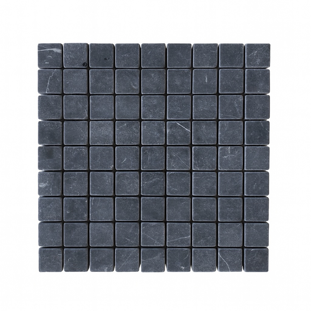 Nero Marquina Tumbled Square 33Mm Mosaic 313X313