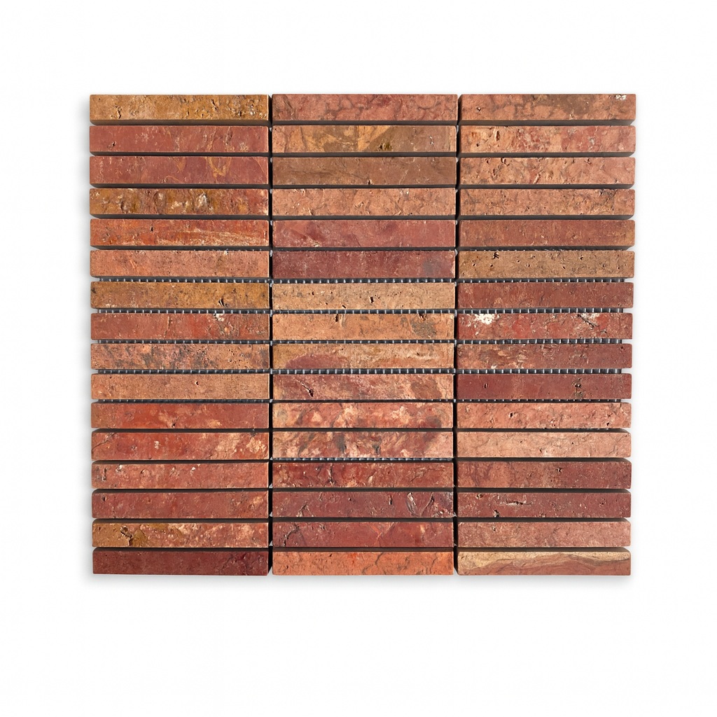 Travertine Red Finger 15X98 Mosaic 305X305