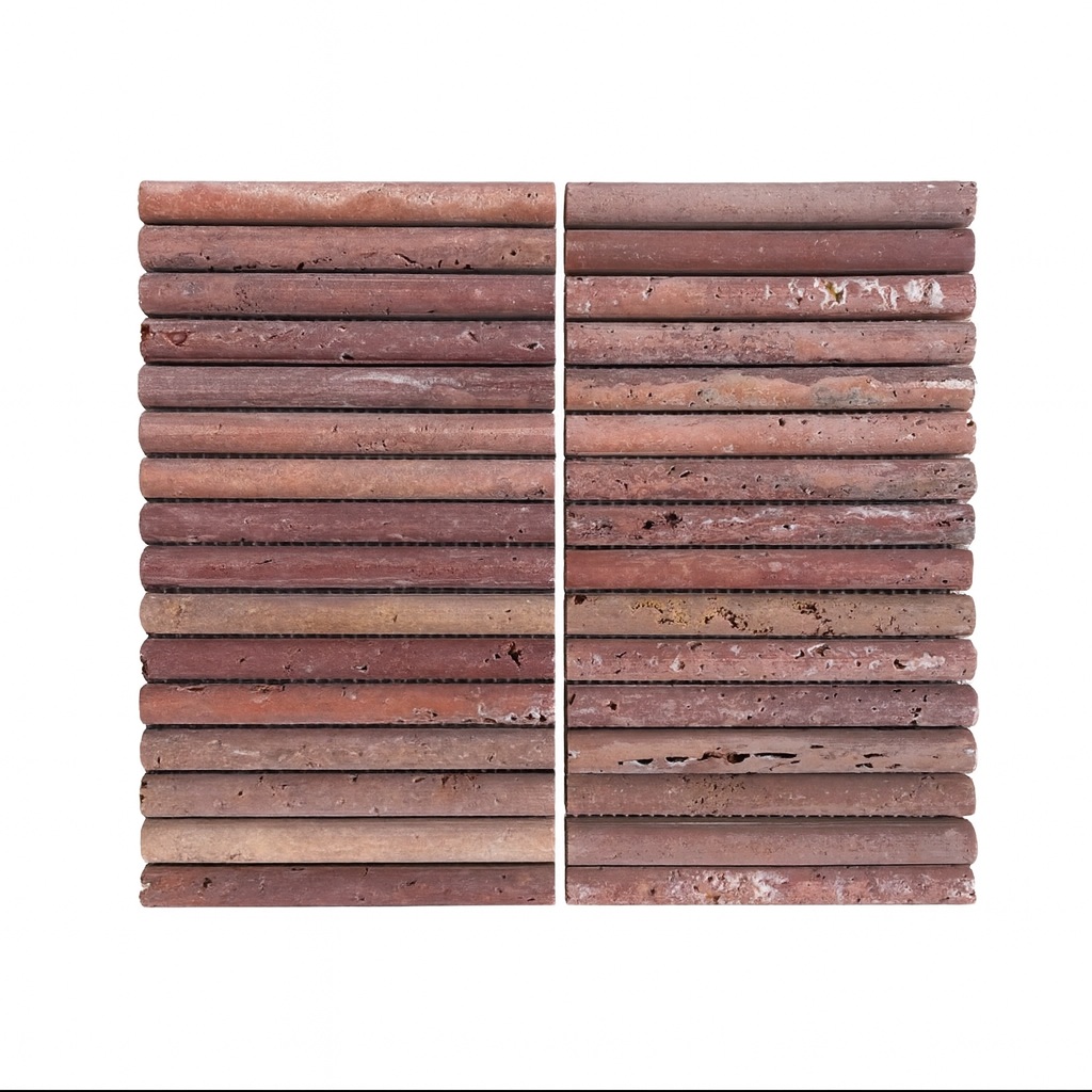 Travertine Red Mini Flute 15X151 Mosaic 305X305