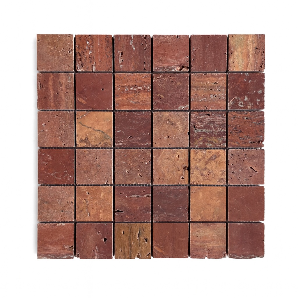 Travertine Red Square 48X48Mm Mosaic 305X305