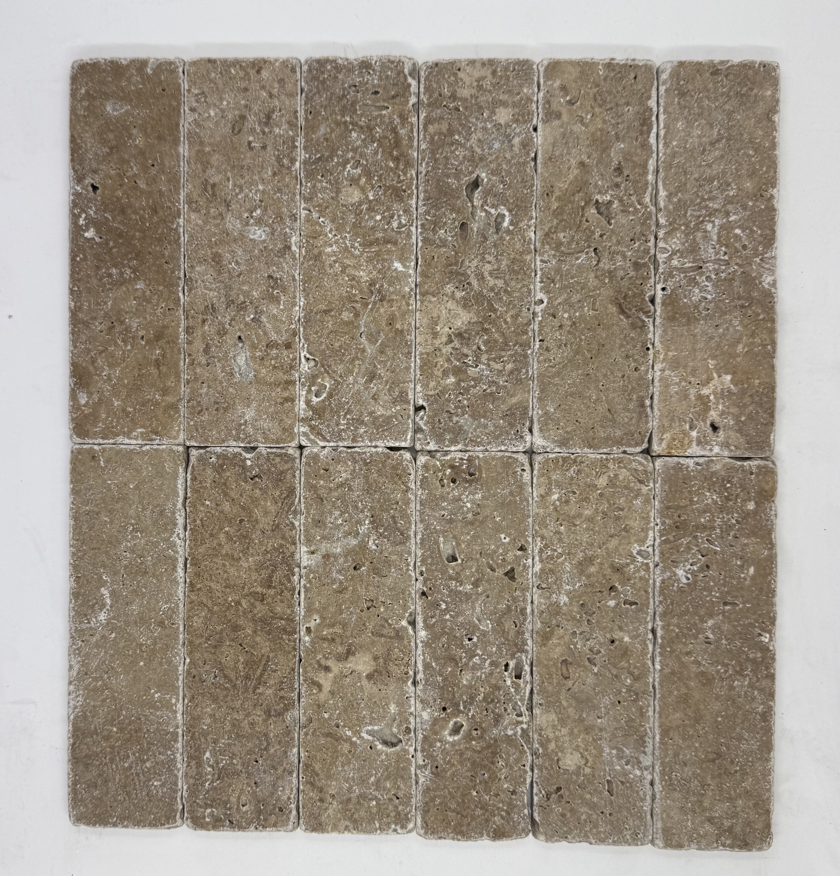 Travertine Walnut Unfilled & Tumbled Rectangle Tile 150X45
