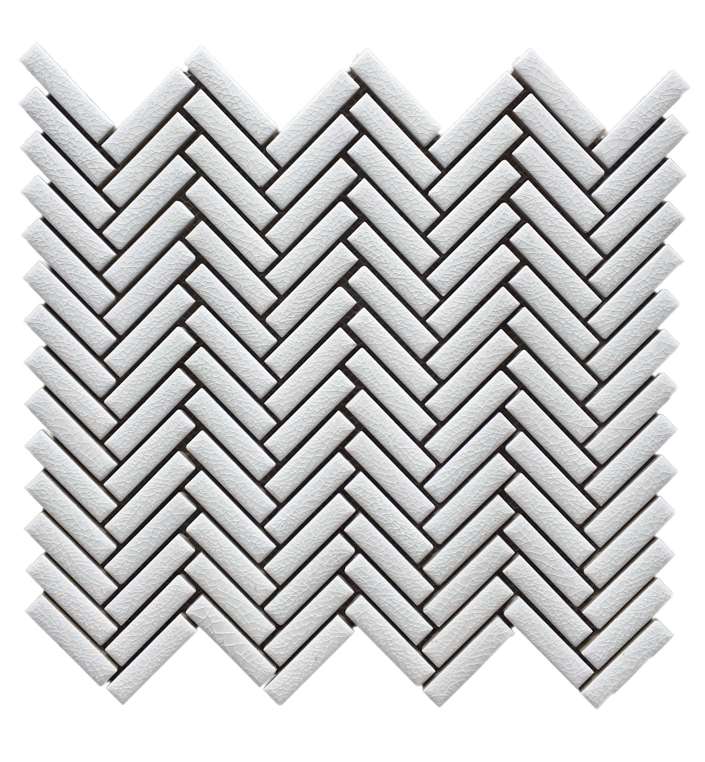 Herringbone Crackle White Mosaic 310X280